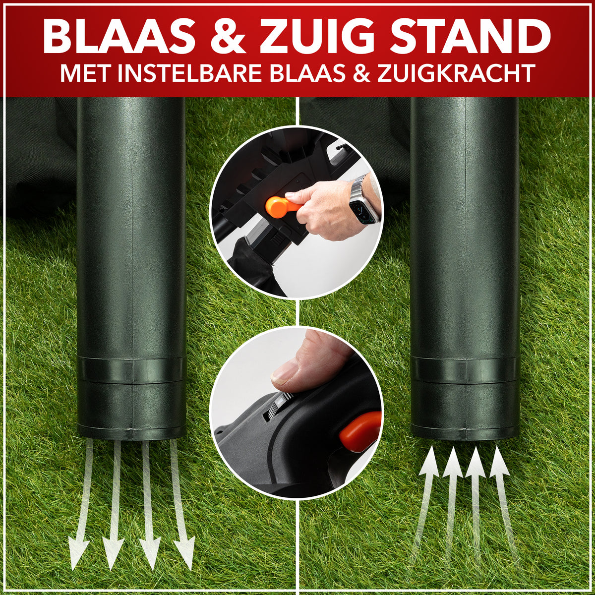 JACKMEND Elektrische Bladblazer Incl. 35L Opvangzak - 3000W Snoer 270km/u Luchtsnelheid - 15.000RPM