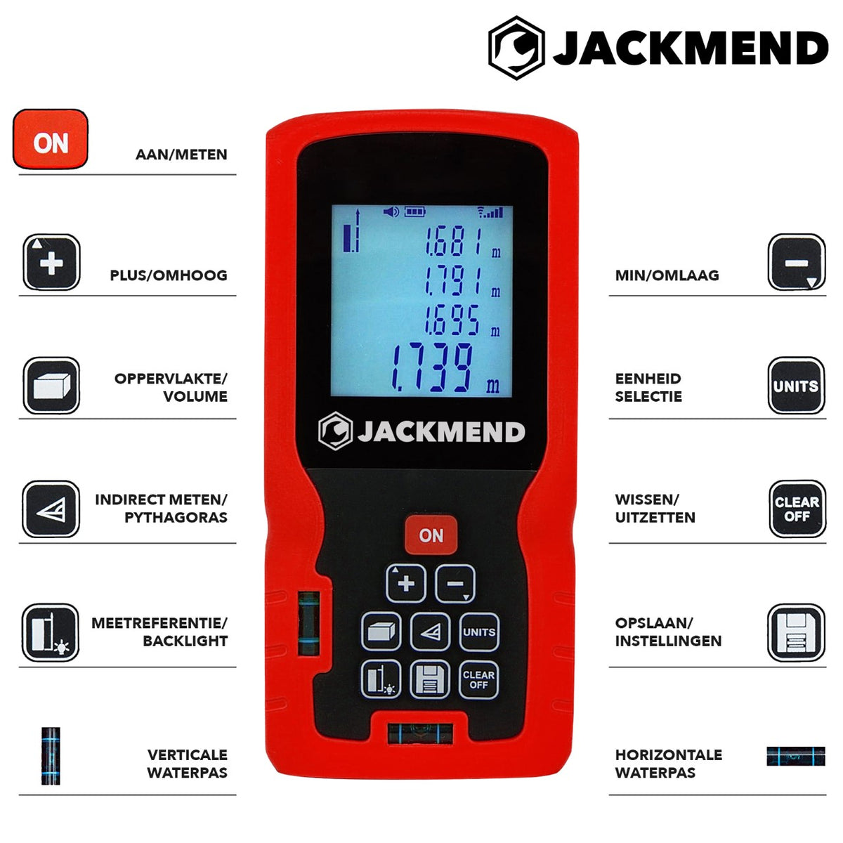 JACKMEND Professionele Laserafstandmeter met 50 Meter Bereik